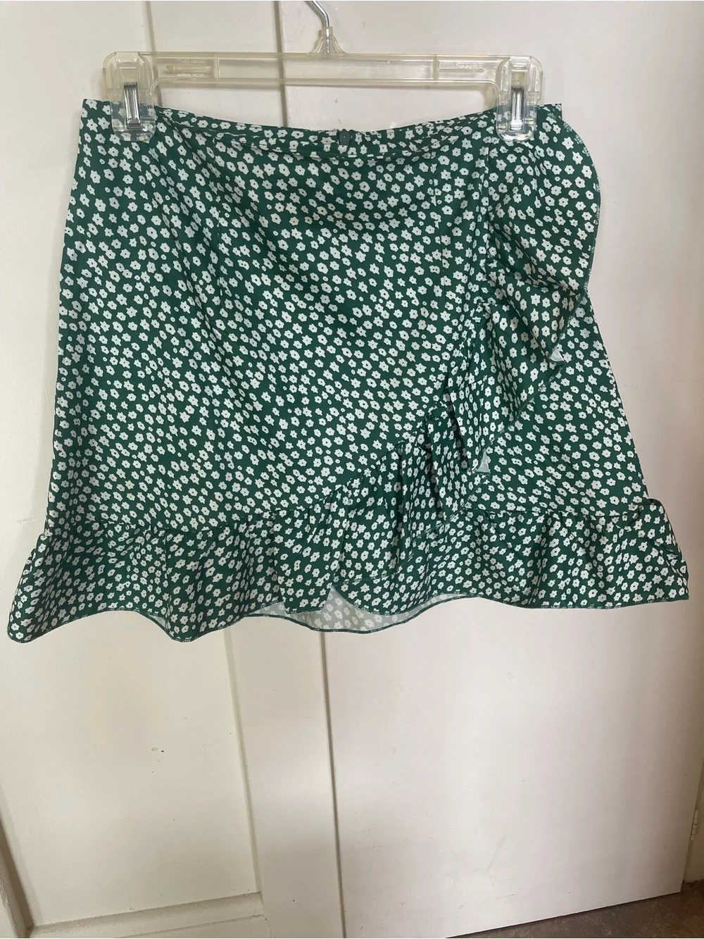 Green Floral Wrap Around Tie Two-Piece Set